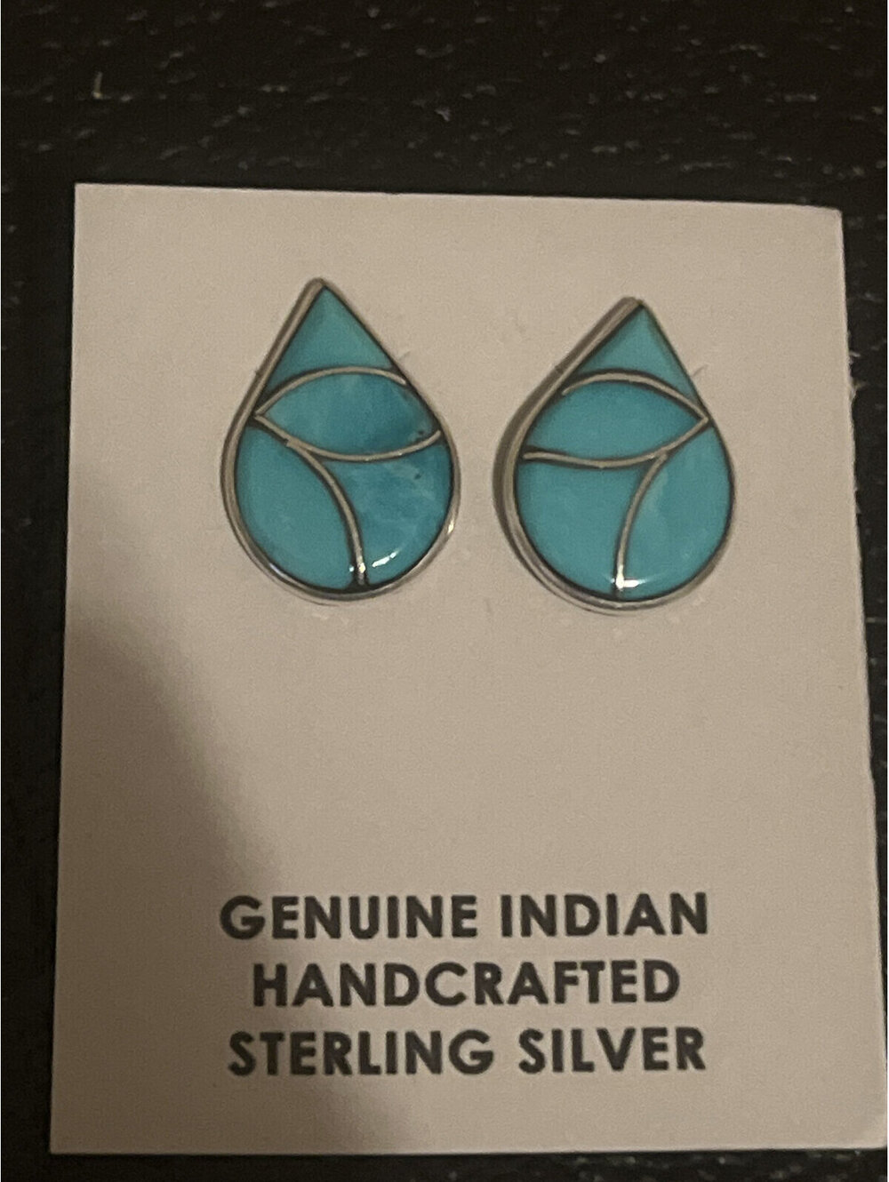 Zuni handmade sterling silver inlay turquoise cluster earrings